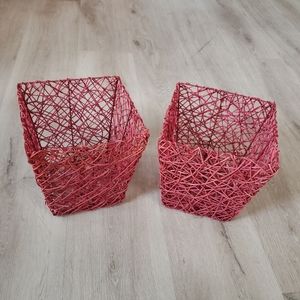 Set of 2 Natural Fiber Baskets for craft, mini waste basket, potted plant